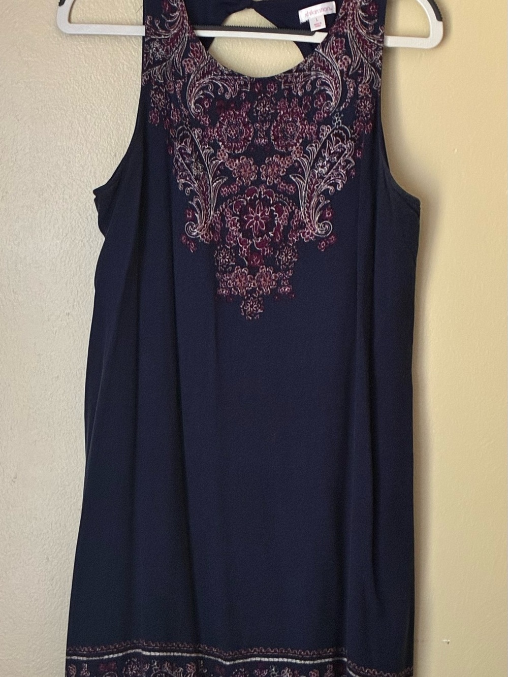 Xharation Navy Embroidered Sleeveless Tank Dress